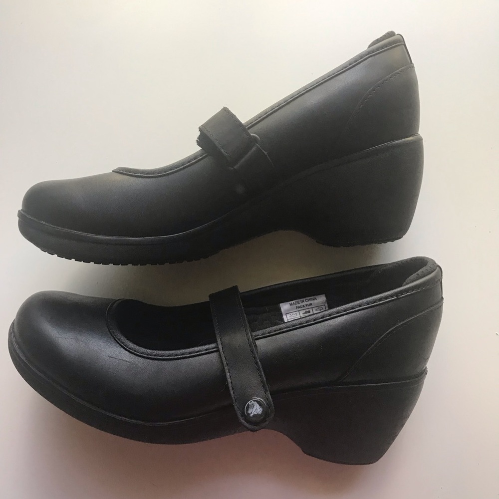 Crocs wedge black Mary Jane shoes Ginger sz 8
